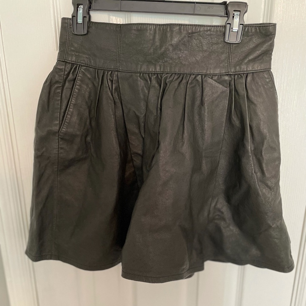 Black High Waisted Faux Leather Skirt